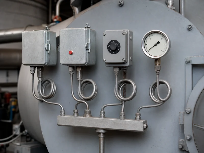 Steam pressure control devices on a fired boiler, including the operating pressure control, the manual-reset high limit and the modulating firing rate control